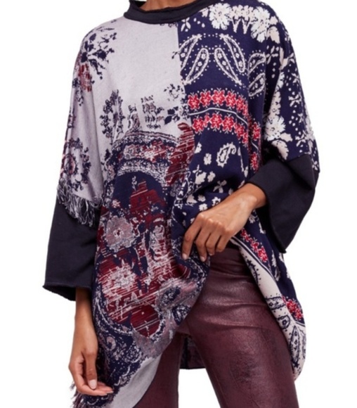 Free People Pieced with Paisley Tunic/Sweater - Picture 3 of 6
